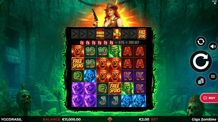 Giga Zombies - 6x5 রিল সহ গেম স্ক্রিন